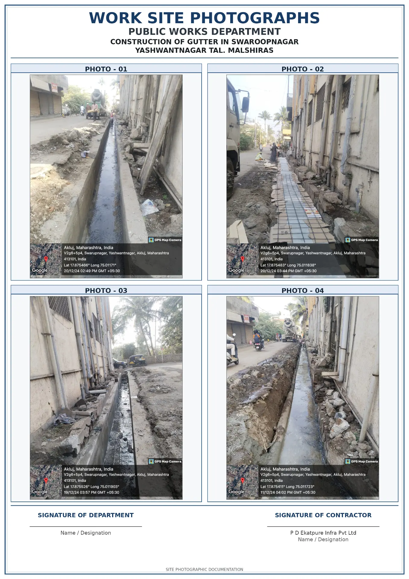 Construction of Gutter at Swaroopnagar, Yashwantnagar site photograph